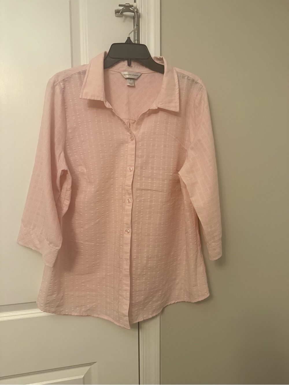 Christopher & Banks Light Pink Textured Button-Down Shirt